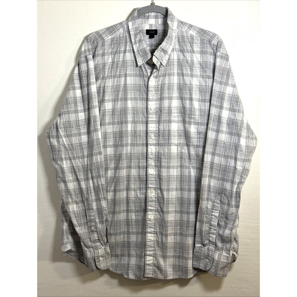 J.Crew Men’s Shirt XL Gray Button Down Long Sleeve Check Casual